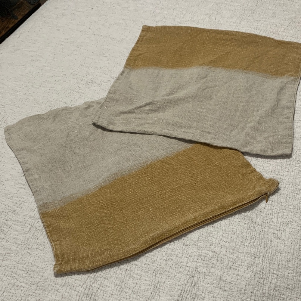Chic Linen Two-Tone Accent Pillow Covers